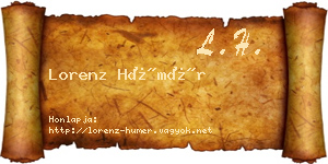Lorenz Hümér névjegykártya